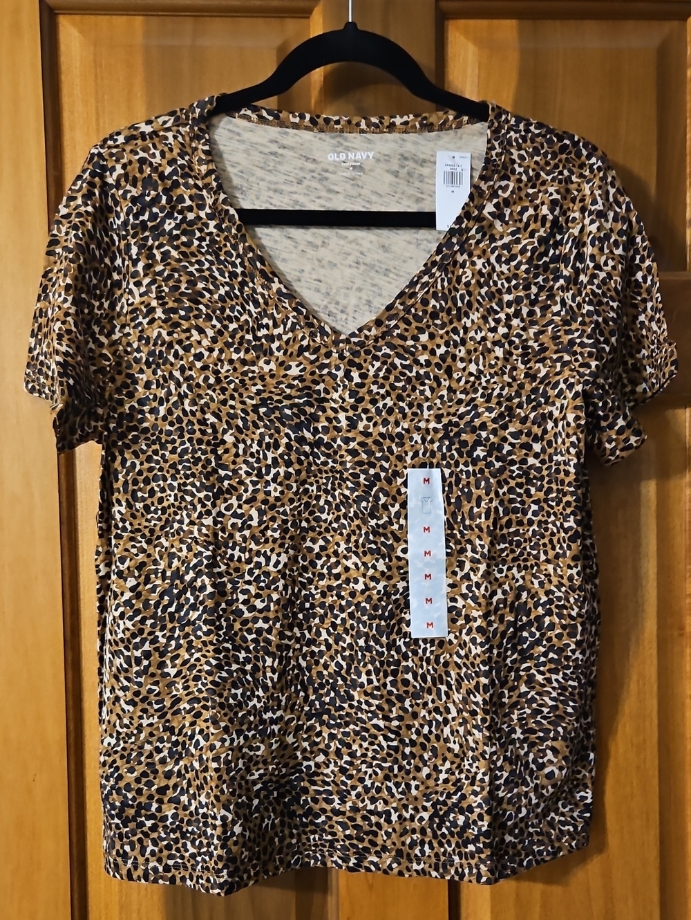 Old Navy Women's Leopard Print V-Neck Top - Brown/Black